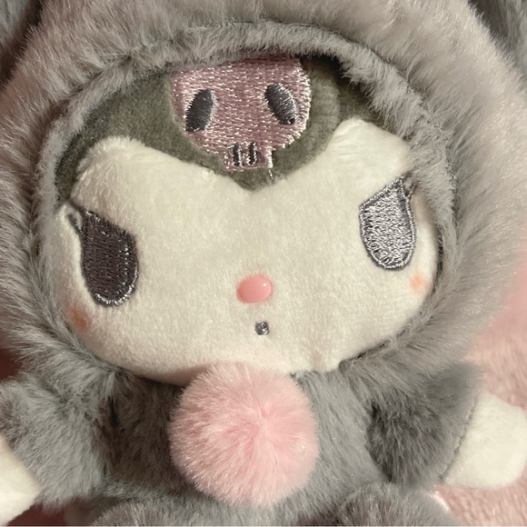 Sanrio Japan Kuromi Gray Pajamas Plush Mascot Keychain Charm - Picture 2 of 9